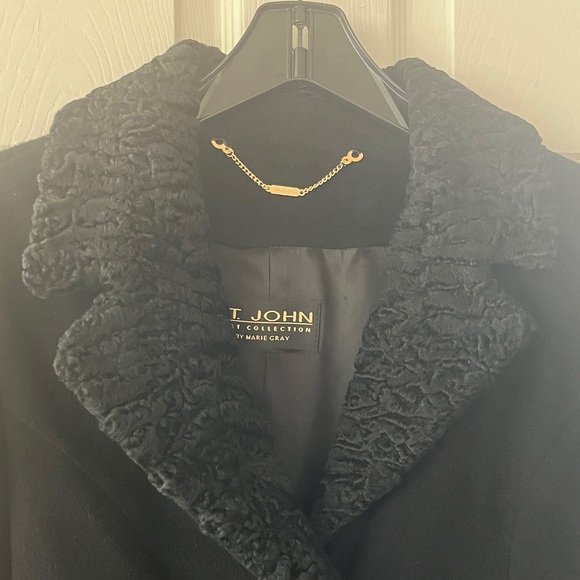 St. John Black Maxi Cashmere Coat Collection Sz 14 - Picture 3 of 11